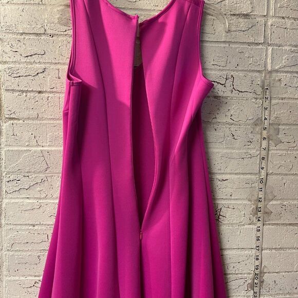 Donna Ricco Sleeveless A-Line Dress – Vibrant Fuchsia with Lace Trim - Picture 6 of 8